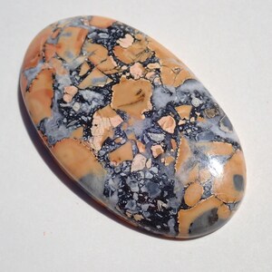 Maligano Jasper Cabochon, Creamy Yellowish White & Blueish Gray, From a Veteran Owned Studio