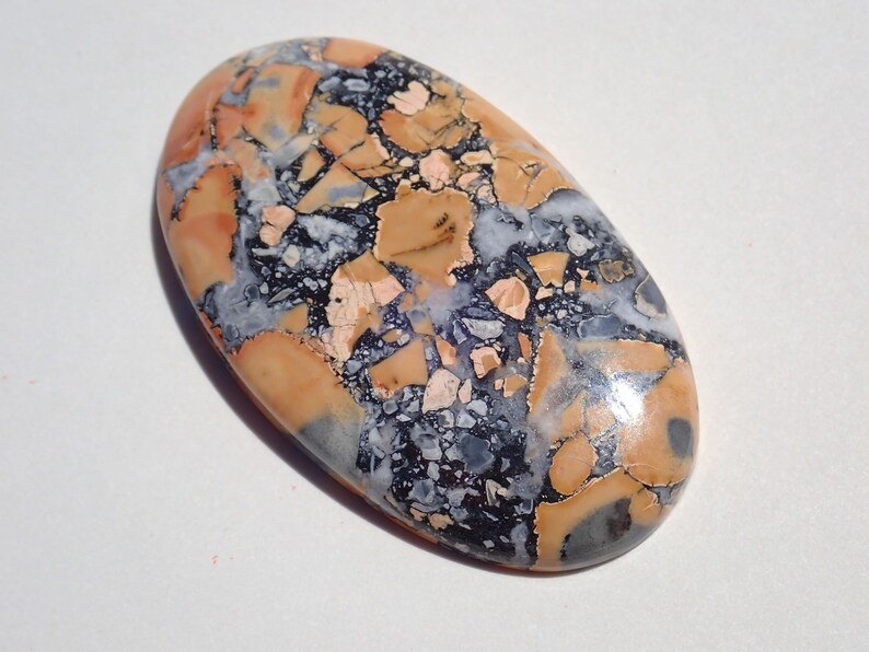 Maligano Jasper Cabochon, Creamy Yellowish White & Blueish Gray, From a Veteran Owned Studio