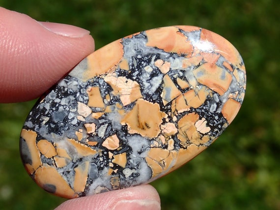 Maligano Jasper Cabochon, Yellow White, Gray Gemstone, Jewelry Making Stone 125L0293
