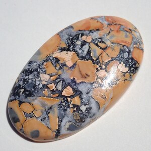 Maligano Jasper Cabochon, Creamy Yellowish White & Blueish Gray, From a Veteran Owned Studio