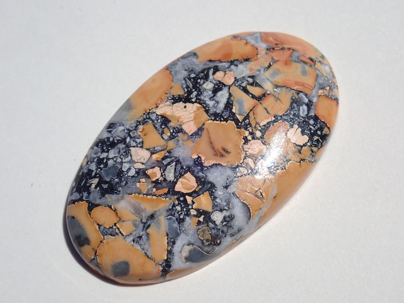 Maligano Jasper Cabochon, Creamy Yellowish White & Blueish Gray, From a Veteran Owned Studio