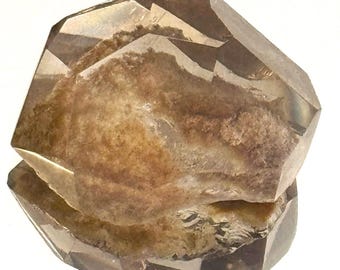 Polished Lodolite Quartz Point, Brazilian Scenic Mineral Inclusion Stone
