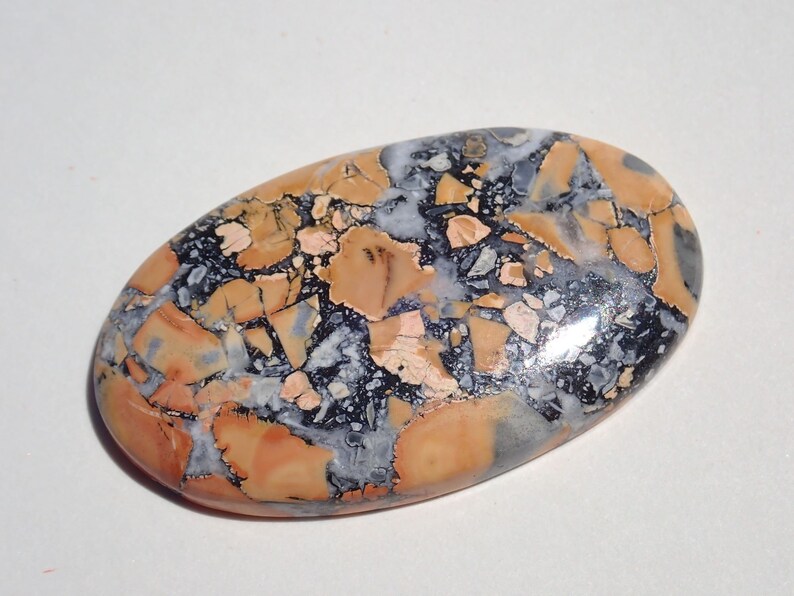 Maligano Jasper Cabochon, Creamy Yellowish White & Blueish Gray, From a Veteran Owned Studio