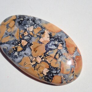 Maligano Jasper Cabochon, Creamy Yellowish White & Blueish Gray, From a Veteran Owned Studio
