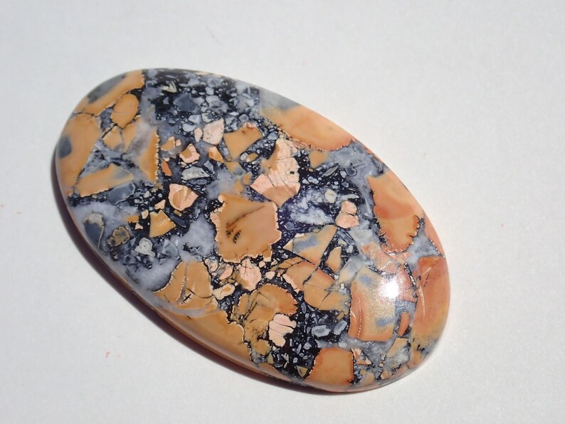 Maligano Jasper Cabochon, Creamy Yellowish White & Blueish Gray, From a Veteran Owned Studio