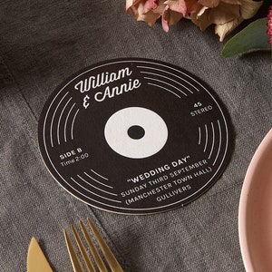 Personalised Vinyl Inspired Wedding Day Beermat / Coaster. This cost is for a Sample beermat. Please see description for costs. image 2