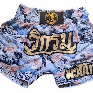 Limited Muay thai boxing shorts japan wave2 Wik-Rom brand  (5% of price is for charity & solidarity ) from Thailand