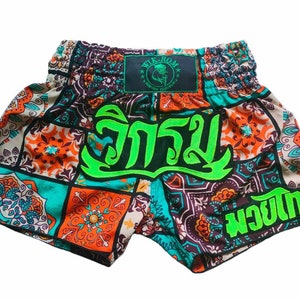 Limited Muay thai boxing shorts  handmade marocco tiles Wik-Rom brand  (5% of price is for charity & solidarity ) from Thailand