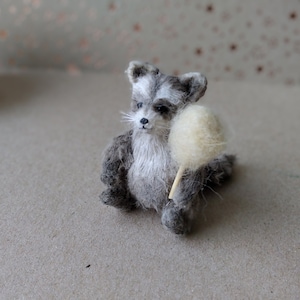Crochet miniature teddy raccoon handmade dollhouse toy for gift tiny animal raccoon for doll