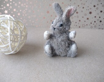 Miniature Crochet Rabbit mini Gray Bunny amigurumi toy Dollhouse pet