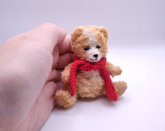 Crochet miniature teddy bear handemade dollhouse toy for gift pet for doll tiny bear mini soft animal