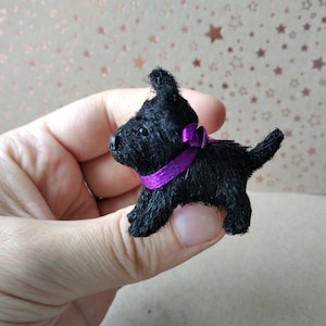 Miniature scottish terrier crochet black dog for doll dollhouse pet collectible toy interior animal aberdeen terrier