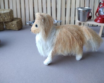 Miniature realistic collie crochet dog for doll tiny dollhouse pet miny Rough Collie sheltie shetland sheepdog art soft toy