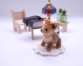 Miniature yorkshire terrier crochet dollhouse toy puppy york mini interior dog collectible stuffed tiny pet gift