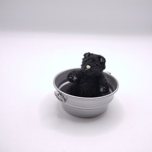 Miniature black teddy bear OOAK toy dollhouse pet gift for doll interior collectible mini soft toy