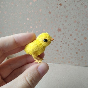 Miniature yellow chick crochet mini bird chicken for doll dollhouse pet chuk amigurumi