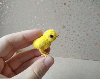 Miniature yellow chick crochet mini bird chicken for doll dollhouse pet chuk amigurumi