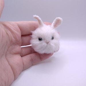 Soft crochet brooch white bunny pin rabbit handmade jewelry animal