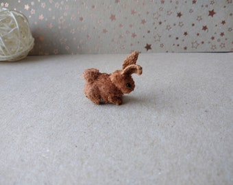 Miniature Crochet Rabbit mini amigurumi Brown Bunny Dollhouse Pet handmade micro Toy