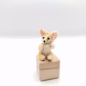 Teddy fennec crochet miniature fox dollhouse interior toy tiny animal for doll collectible pet