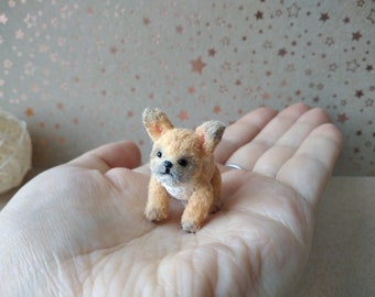 French bulldog miniature dog crochet toy tiny puppy mini animal dollhouse pet for doll interior gift