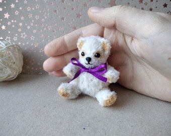Miniature bear crochet tiny animal mini bear for doll dollhouse toy