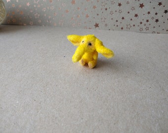 Miniature yellow elephant tiny pet toy for doll dollhouse crochet animal collectible interior toy