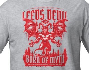 T-shirt del diavolo di Leeds, maglietta della creatura mitologica del diavolo in jersey di Pine Barrens