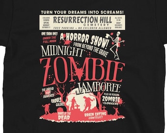 Maglietta unisex Midnight Zombie Jamboree, fumetto horror retrò