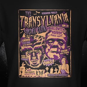 Halloween Horror Dance Party T-Shirt, Frankenstein and Wolfman Unisex Shirt