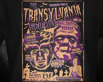 Halloween Horror Dance Party T-Shirt, Frankenstein e Wolfman Unisex Shirt