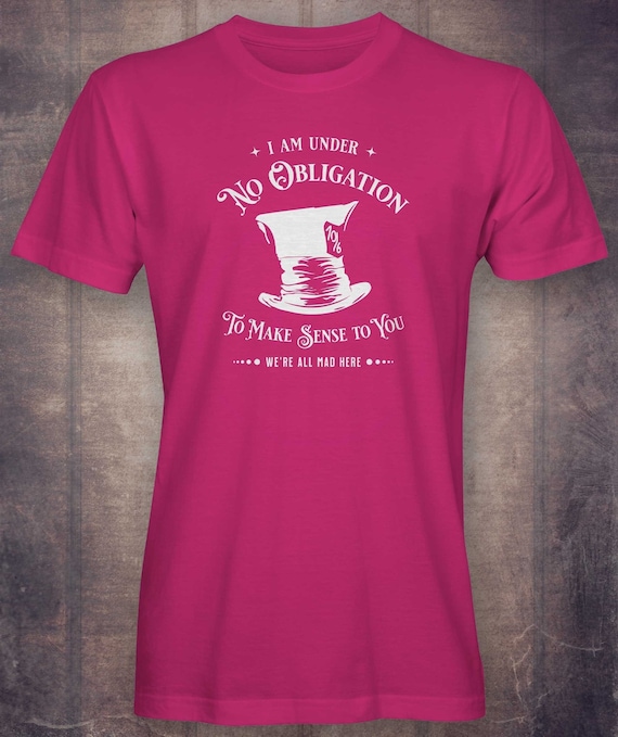We're All Mad Here Pink Hat Alice In Wonderland Tee Shirt We're All Mad Here Pink Hat Alice In Wonderland Tee Shirt