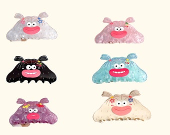 Ugly Doll Funny Face Jumbo Hair Claw Claw Clip | Pastel Hair Clip | Hair Claw | Claw Clip | Funny Hair Claw | Quirky Hair claw