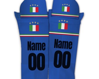 Italy Featured Shin Sleeves and Pads, International Football Team, Foam Rubber, polyester, soccer gift