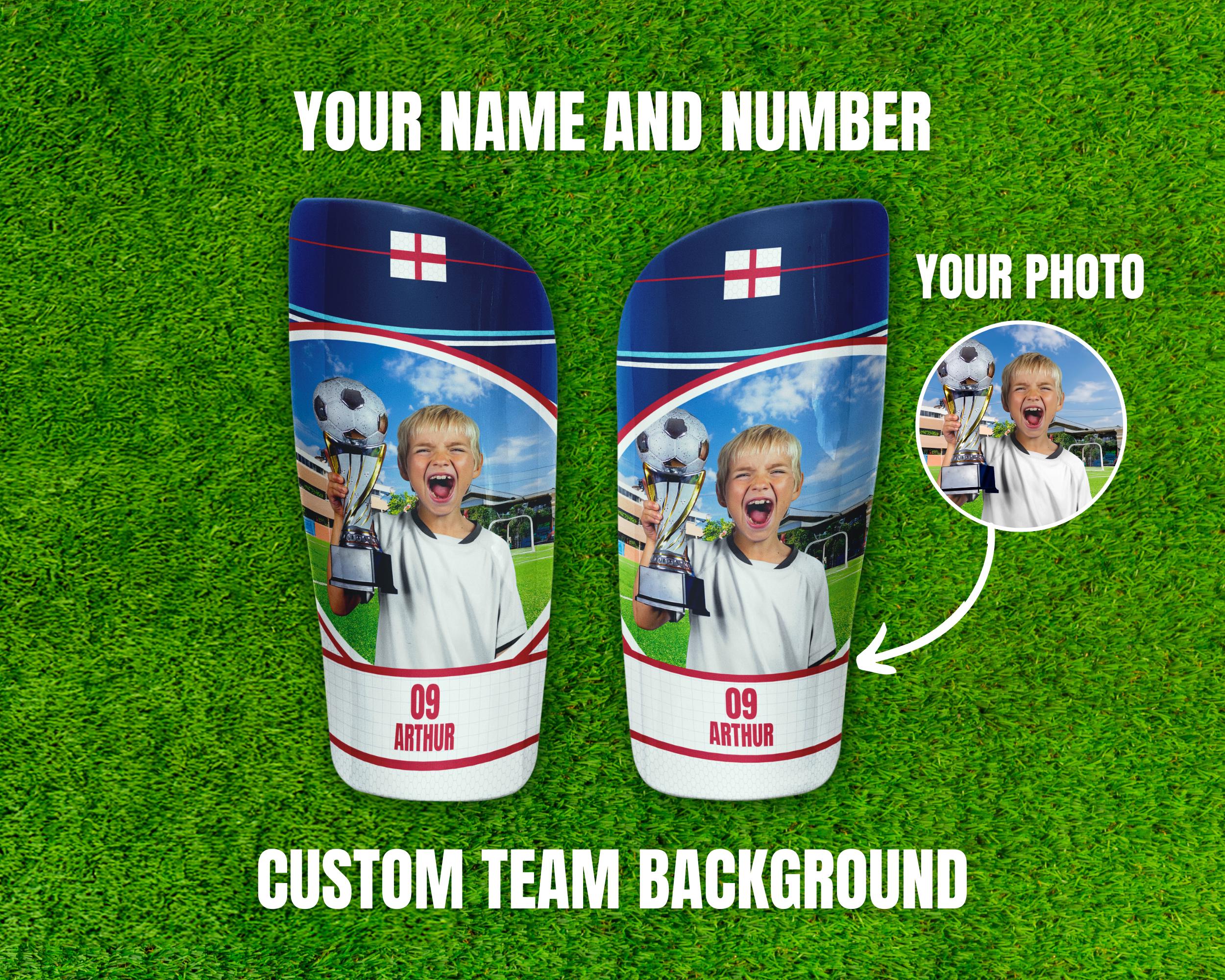 Customized Football Shin Pads | Personalized Team Designs | Premier League Gift for Soccer Teams, Foam Rubber & Plastic Leg Guards