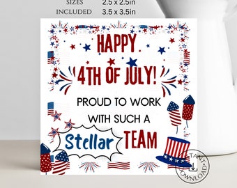 4th of July Tag Happy Fourth of July Party Favor Independence Day Favor Tags Thank you Team Appreciation Gift Tags Red White Blue Patriotic