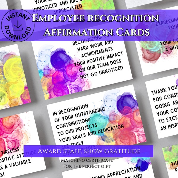 Employee Recognition Award Best Employee Appreciation Cards Printable Corporate Gift Ideas Bulk Staff Award Office Thank You Cards Team Gift