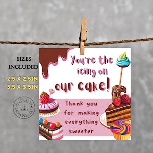 Cake Tag Employee Candy Bar Gift Tag Teacher Appreciation Thank You Notes for Employee Appreciation Week Cupcake Gift Tag Thanksgiving Staff