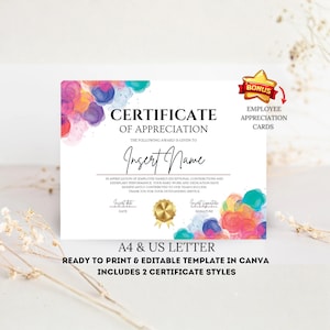 Employee Appreciation Certificate Template of Employee Recognition Certificate of Achievement Staff Award Coworker Gift Corporate Work Award