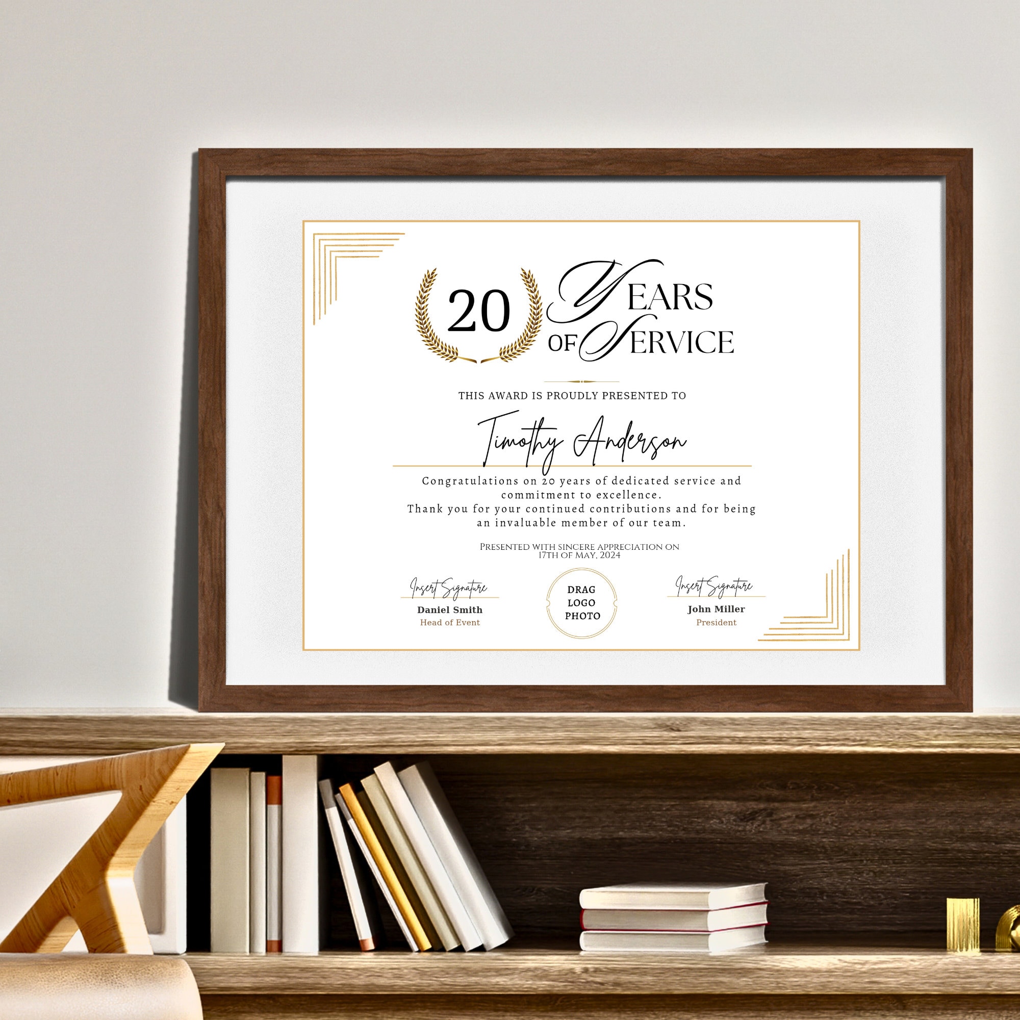 Years of Service Award Template Corporate Recognition Gift (digital