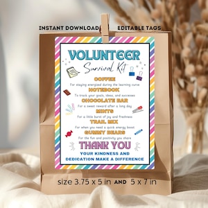 Volunteer Survival Kit Geschenkanhänger Volunteer Wertschätzung Geschenk Neuer Job Glückwünsche Volunteer Dankes-Karte Geschenkbox Tag Candy Care Paket