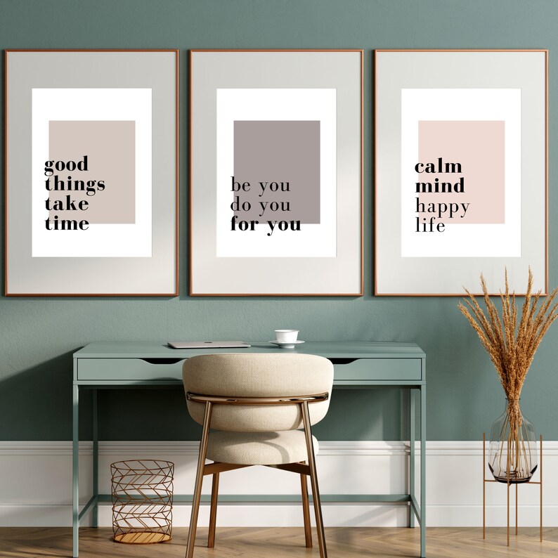 Work Motivation Quotes Poster Set of 3 Printable Office Quotes Desk Decor Women Teamwork Wall Art Home Office Wall Decor Print Set Workplace 
Set of 3 Prints in earth tones for your home office
Work from Home Office Wall decor
Encouraging Notes Print