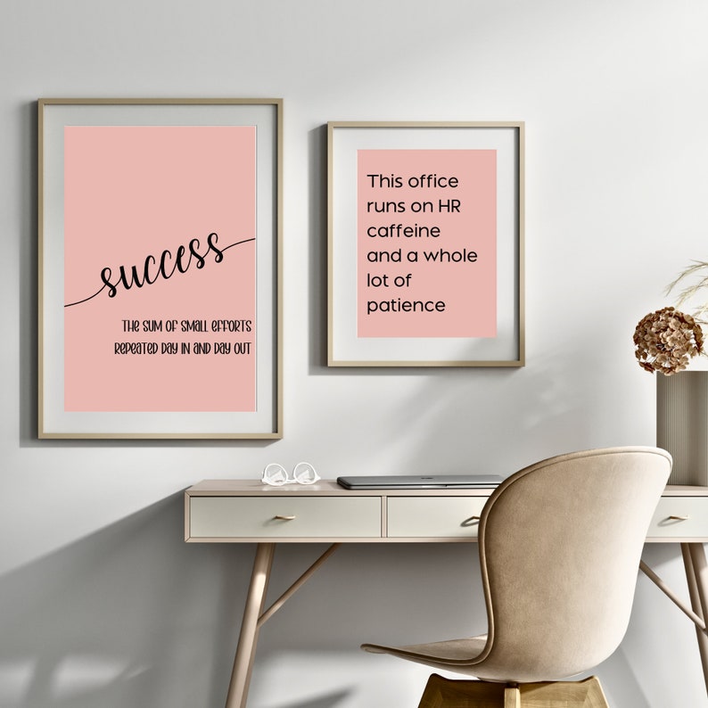 Office Decor Set for Women Desk Pink Office Wall Art Teamwork Office