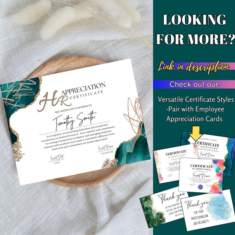 HR Template Hr Appreciation Award Funny Hr Office Decor Human Resources Gifts Certificate of Achievement Hr Manager Gifts Corporate Hr Hero
Human Resources Gift Ideas Editable Certificate of Appreciation Gold and Turquoise Bonus Ready to Print Award