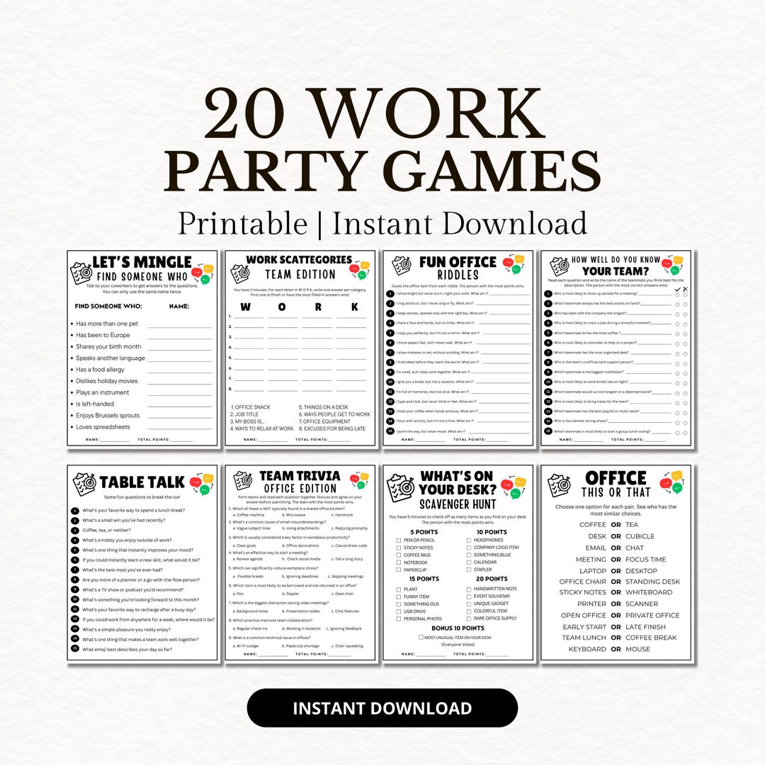 Team Building Games for Work Office Icebreaker Games Bundle Work Party ...