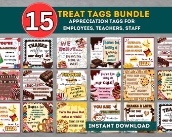 Employee Appreciation Candy Grams Printable Treat Tags Thank You Gift Bundle Digital Download Teacher & Employee Appreciation Gift Tags