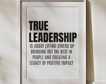 Décoration de bureau, citation sur le leadership : cadeau pour mentor, impression d'équipe (téléchargement numérique)