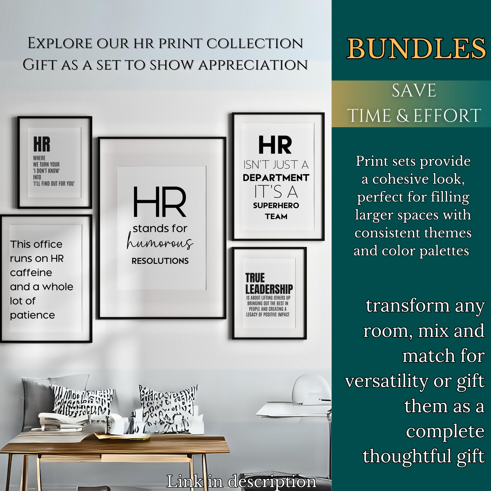Human Resources Art Funny Office Decor Team Set Leadership Gift for ...