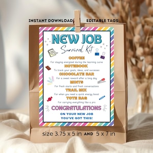Neuer Job Survival Kit Anhänger Neuer Job Glückwunschgeschenk Neuer Mitarbeiter Survival Kit Karte Willkommensgeschenk Box Anhänger Candy Care Paket Abschiedsgeschenk