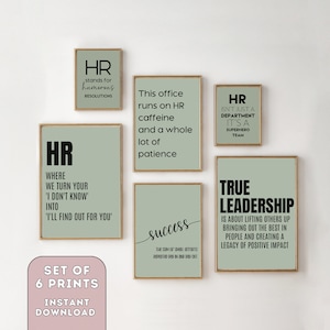 Human Resources Art Funny Office Decor Team Set Cubicle Decor for Women Desk Posters HR Sage Green Office Wall Art Women Office Wall Decal